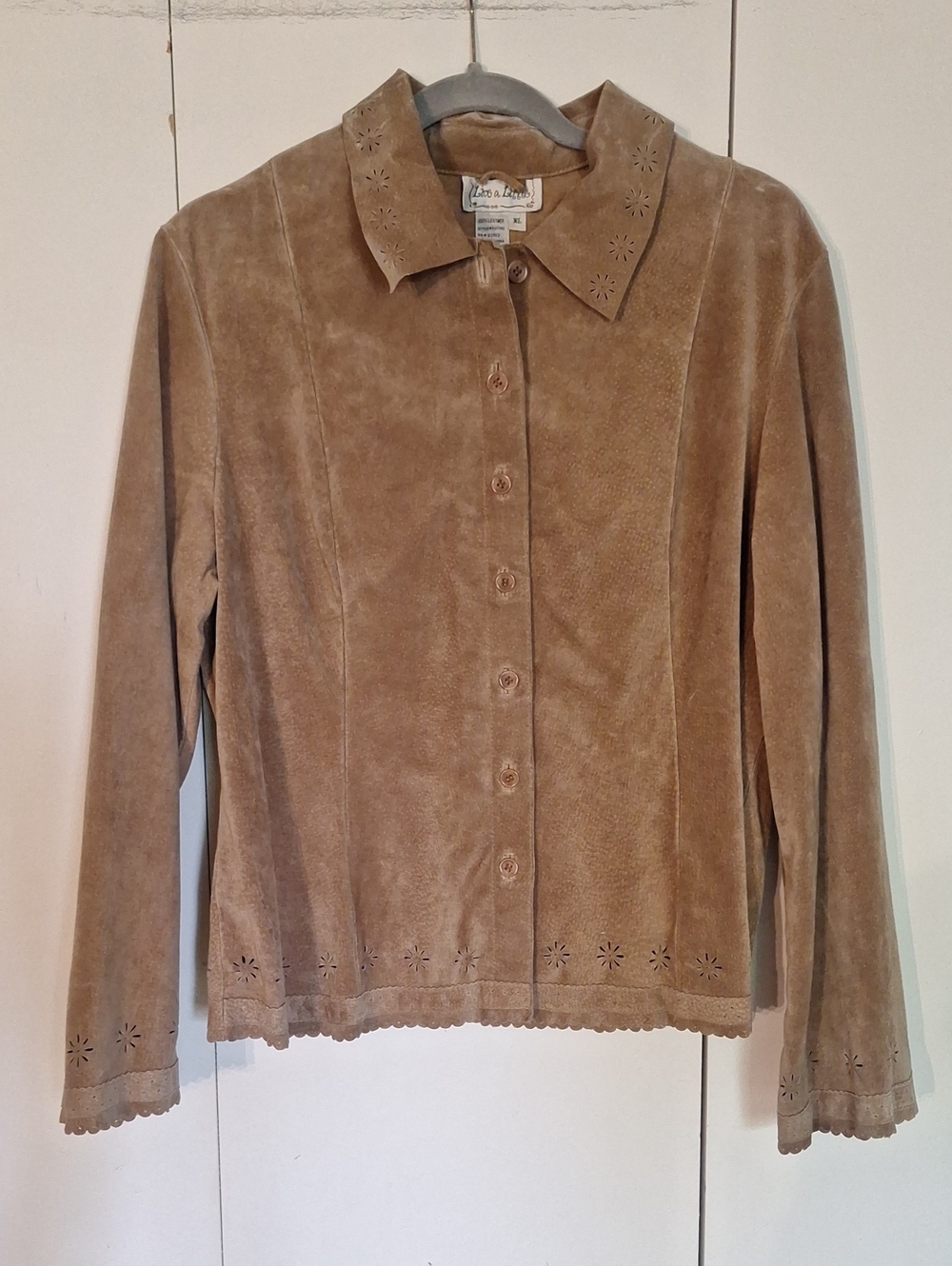 Live a Little Taupe Leather Button-Front Jacket